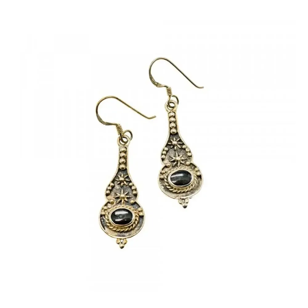 Vintage 925 Sterling Silver Black Onyx Earrings